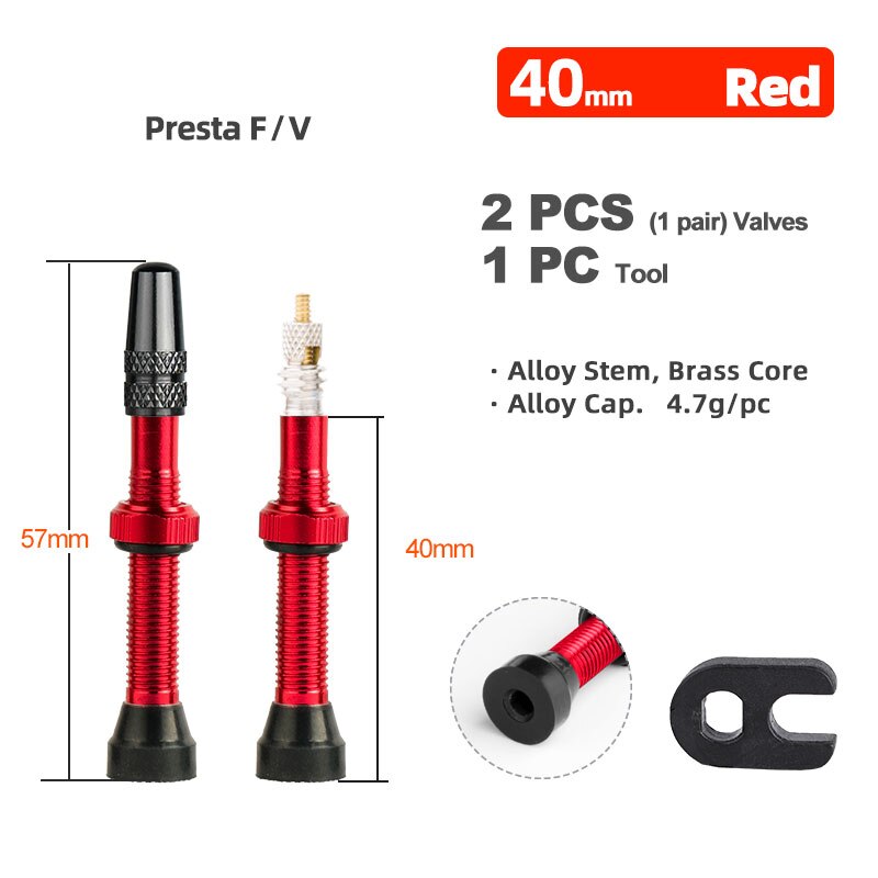 Brass or Alloy Stem Bicycle F/V Presta Tubeless Tire Valve Road Bike MTB Nipple