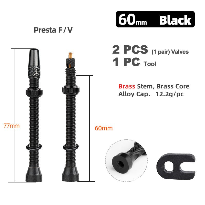 Brass or Alloy Stem Bicycle F/V Presta Tubeless Tire Valve Road Bike MTB Nipple