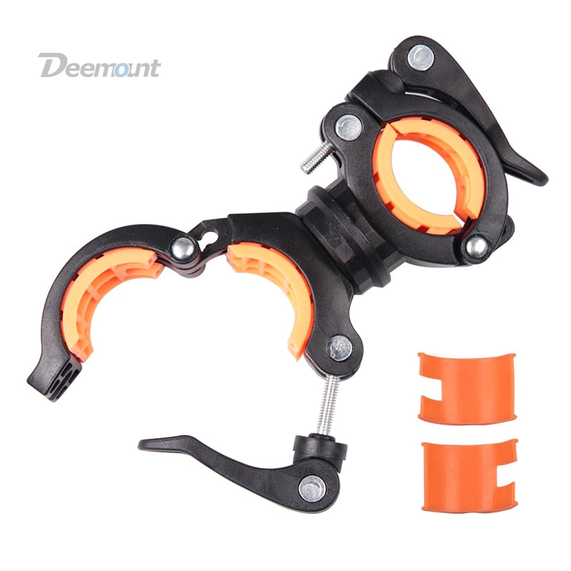 Deemount Bicycle Light Bracket Bike Lamp Holder LED Torch Headlight Pump Stand Quick Release Mount