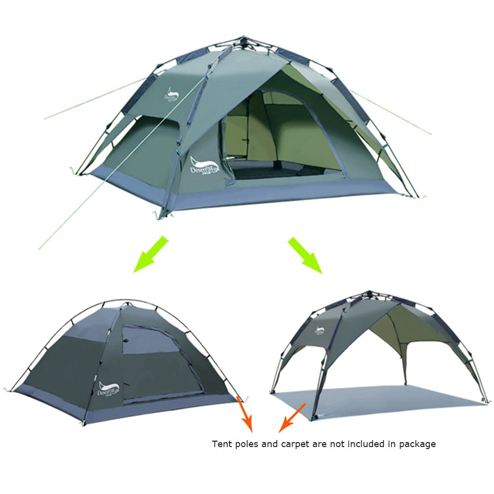 Desert&Fox Automatic Camping Tent, 3-4 Person Family Tent Double Layer Instant Setup Protable