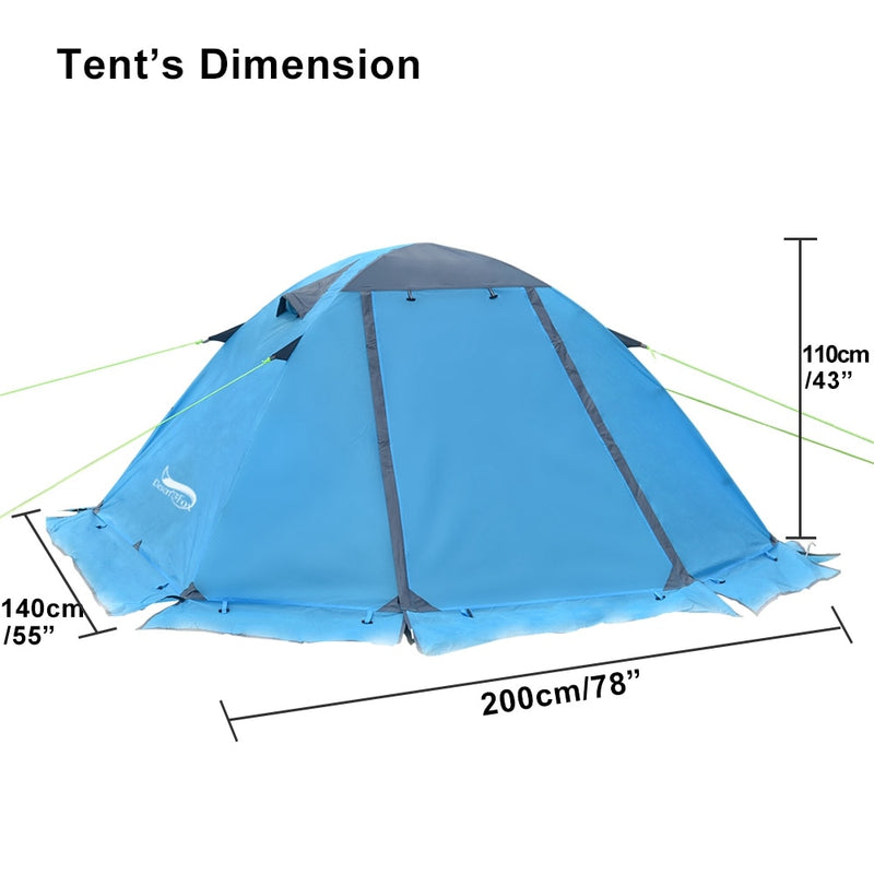 Winter Tent with Snow Skirt 2 Person Aluminum Pole Tent Lightweight Backpacking Tent