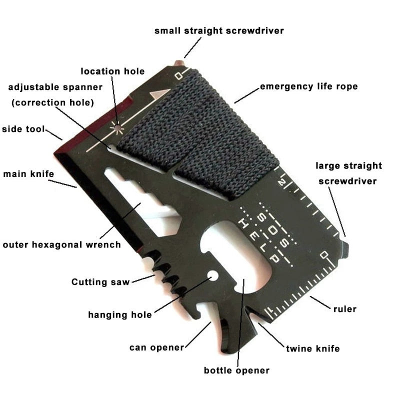 EDC Credit Card Multifunctional Pocket Hunting Knife Outdoor Sports Camping SOS Survival Tools MJ