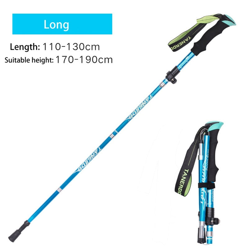 EVA Handle 4-Section Folding Walking Sticks Canes  Hiking Poles Trekking Poles Alpenstock 1PC