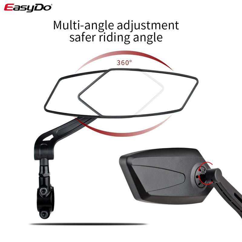 EasyDo Bicycle Rear View Mirror Bike Cycling Wide Range Back Sight Reflector Adjustable Left Right