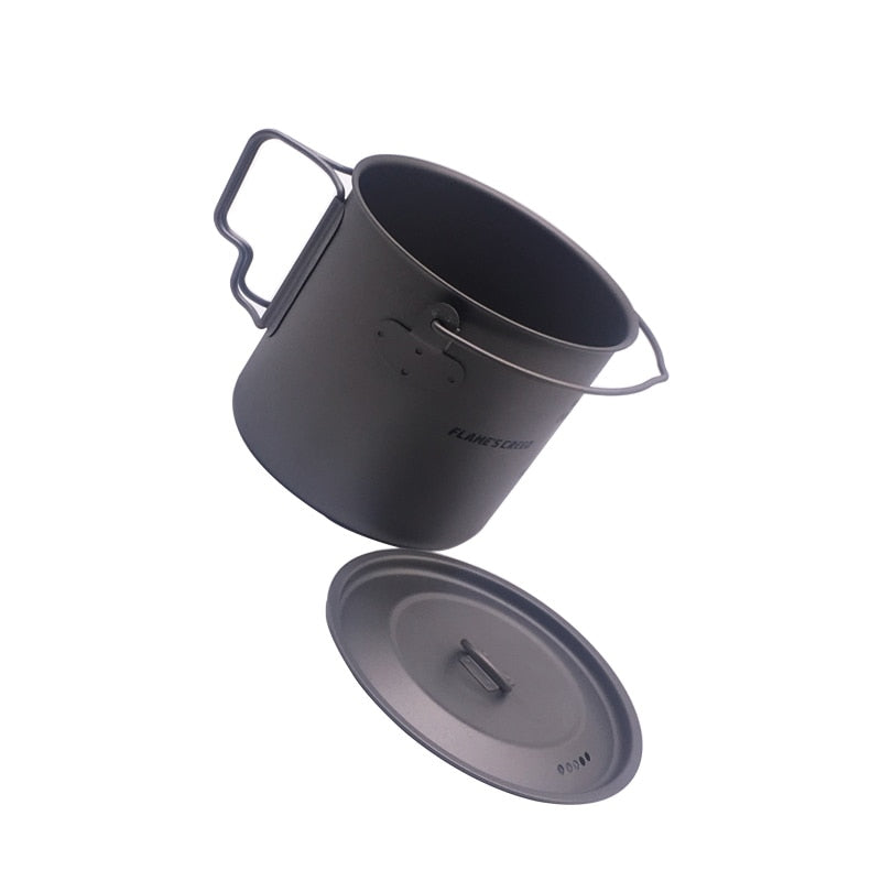 FLAME'S CREED 1100ml 1950ml Ultralight Outdoor Camping Titanium Pot & pan Cooking Pot fry pan