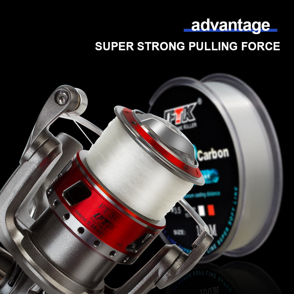 FTK 100m Fluorocarbon Fishing Lure Line 4.13-34.32LB Carbon Fiber Leader Fly Fishing Line Super Soft
