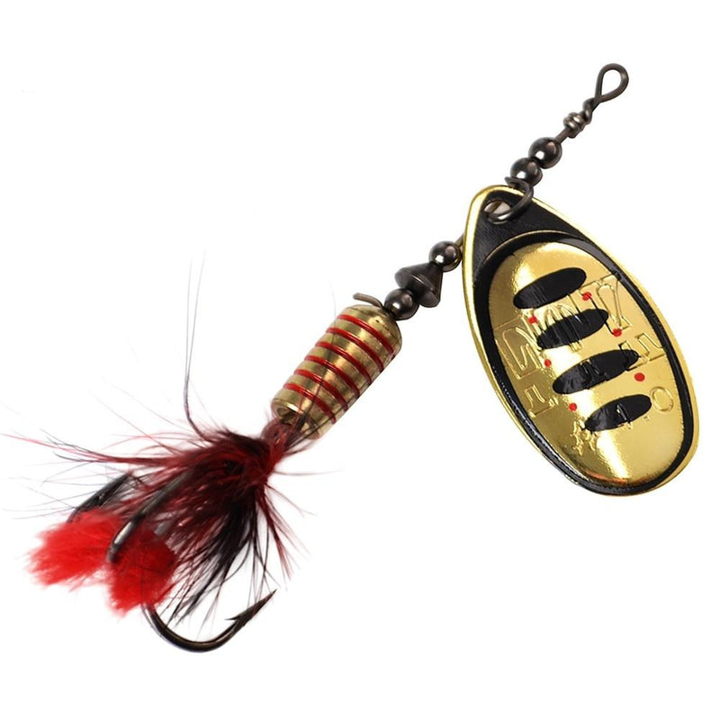 FTK 1pc Spinner Bait 7.5g 12g 17.5g Hard Spoon Bass Lures Metal Fishing Lure With Feather Treble Hooks For Pike Fishing