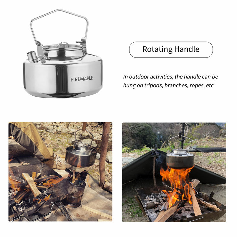 Antarcti Stainless Steel Backpacking Kettle Bushcraft Gear Outdoor Durable Teapot S304 1L 295g