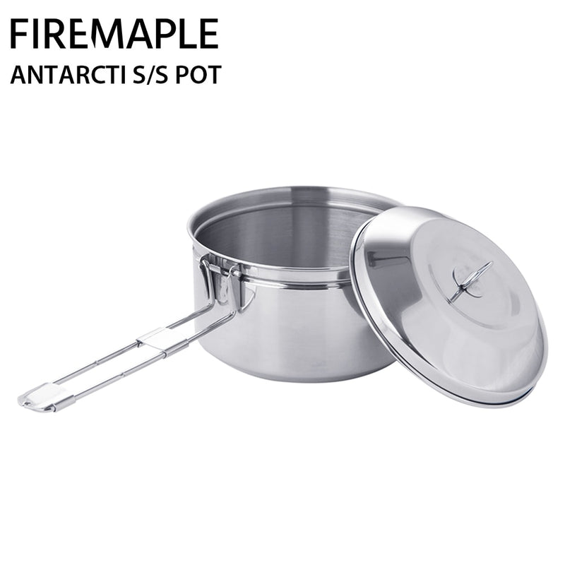 Antarcti Stainless Steel Cooking Pot Outdoor Foldable Camping Cookware S304 1L 402g