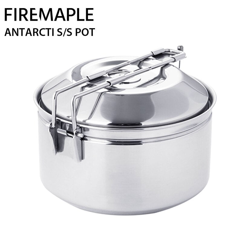 Antarcti Stainless Steel Cooking Pot Outdoor Foldable Camping Cookware S304 1L 402g