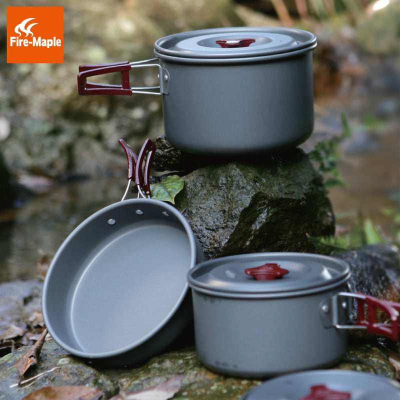 Cookware Set 4-5 Persons Pot Sets Aluminium Camp Cookware Outdoor Cutlery Set Be Cocina FMC-206