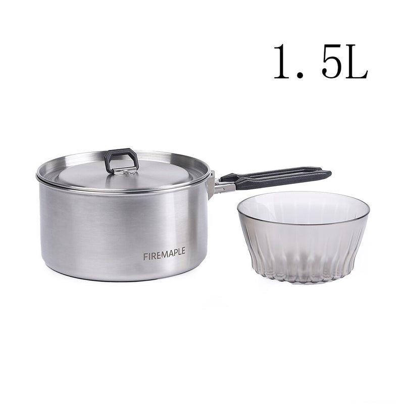 Antarcti Stainless Steel Pot Outdoor Camp Cooking Set 0.8L-1.5L Compact Foldable Pots