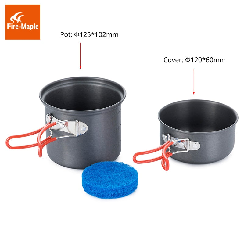 Foldable Backpacking Cooking Set Pots for 1 Person 195g FMC-207 Ultralight Outdoor Single Cookware