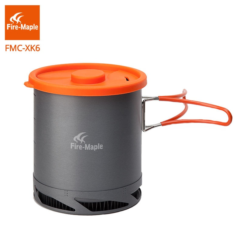 Fire Maple FMC-XK6  Heat Exchanger Pot 1L Foldable Cooking Pots with Mesh Bag Outdoor Camping