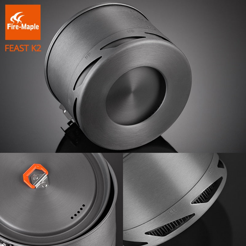 Feast Series K2 1.5L Outdoor Portable Foldable Handle Heat Exchanger Pot Camping Kettle 338g FMC-K2