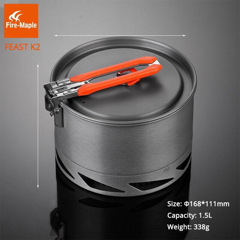 Feast Series K2 1.5L Outdoor Portable Foldable Handle Heat Exchanger Pot Camping Kettle 338g FMC-K2