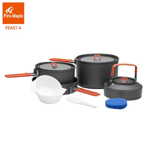 Frypan Outdoor Cookware Backpacking Cooking Picnic Set Foldable Handle Feast 4 FMC-F4