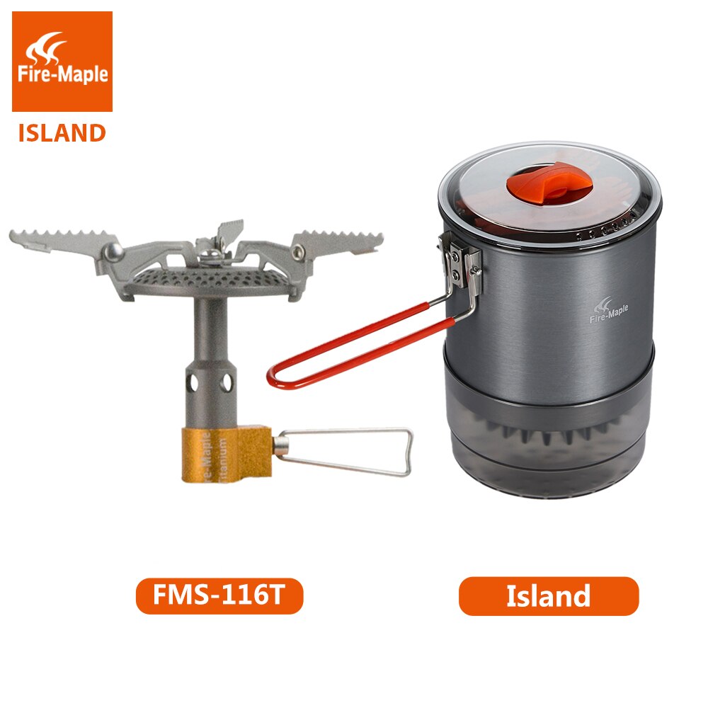 Island Steamer Kit Outdoor Cooking Set Windproof Heat Exchanger Camping Cookware Dishes
