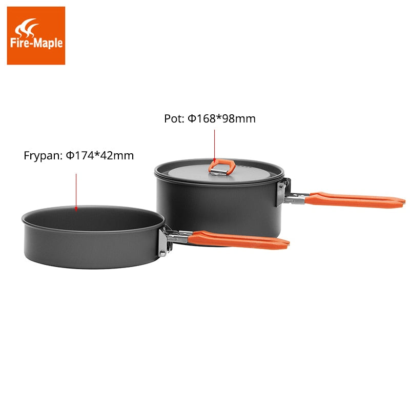 Pot Pan Set Outdoor Cookware Backpacking Cooking Foldable Handle Aluminum Alloy Feast 2 FMC-F2