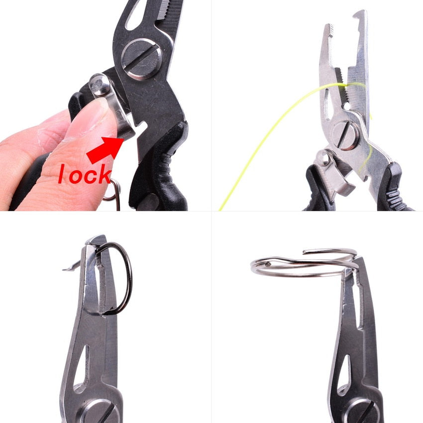 Fishing Pliers Fish Line Cutter Scissors Mini Fish Hook Remover Multifunction Tools Black Beak Jaw