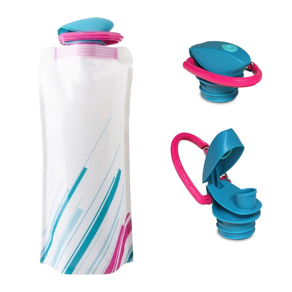 Foldable Water Bottle Outdoor Hiking Camping PE Water Bag Soft Flask Squeeze Portable