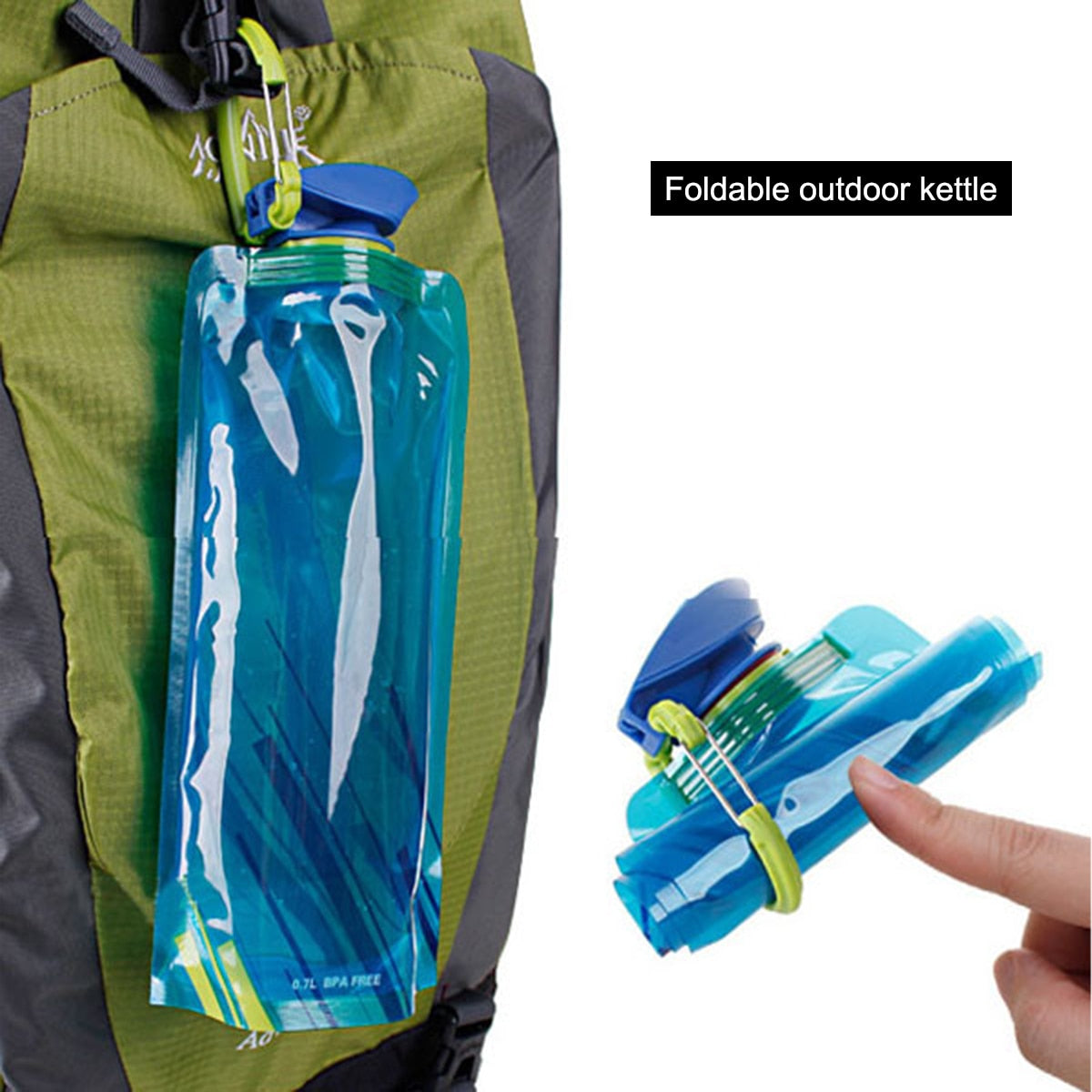 Foldable Water Bottle Outdoor Hiking Camping PE Water Bag Soft Flask Squeeze Portable