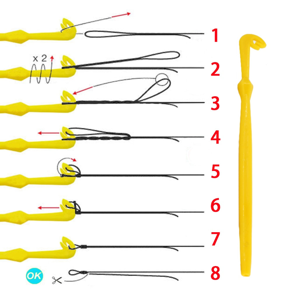 Full Metal Fishing Hook Knotting Tool & Tie Hook Loop Making Device & Hooks Decoupling