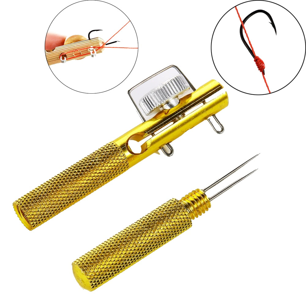 Full Metal Fishing Hook Knotting Tool & Tie Hook Loop Making Device & Hooks Decoupling