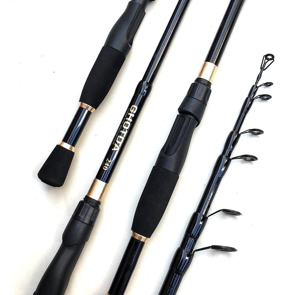 GHOTDA Telescopic Lure Fishing Rod 1.6/1.8/2.1/2.4 M Ultralight Carbon Fiber Spinning Fishing Rod Lure weight 10-30 G
