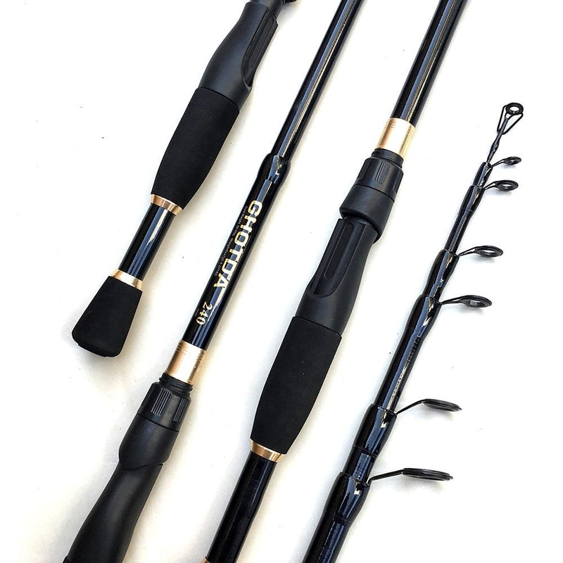 GHOTDA Telescopic Lure Fishing Rod 1.6/1.8/2.1/2.4 M Ultralight Carbon Fiber Spinning Fishing Rod Lure weight 10-30 G