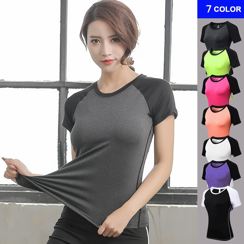 Gym T shirt Compression Tights Women's Sport T-shirt Dry Quick Running Short Sleeve T-shirts Fitness
