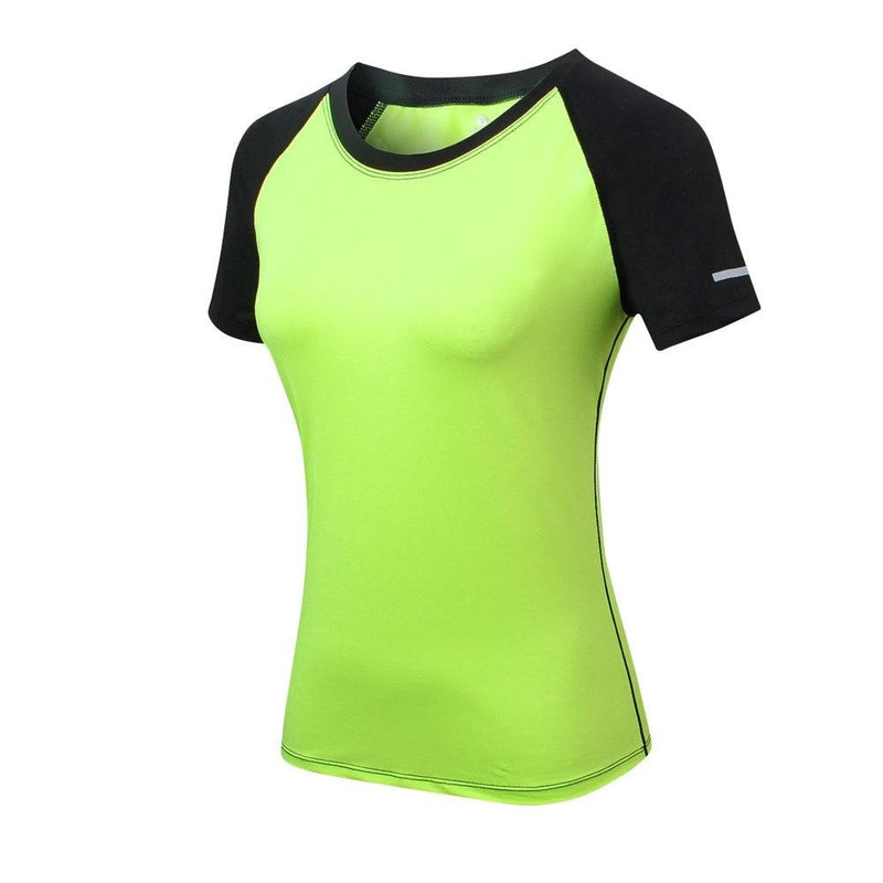 Tuff Athletics Women's Short Sleeve Keyhole Tee/Yoga shirt, Spectra Green,  Small