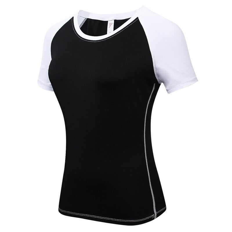Black Breathable Yoga Shirts Loose Sports Fitness Short Sleeve T Shirt  Ladies Running Quick Dry Tees Tops Clothing P184
