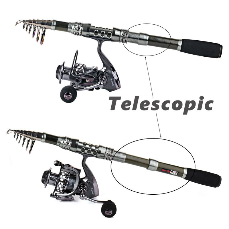 Fishing Rod & Reel Combo Telescopic Fishing Rod Spinning Reel with Free Spool Fishing Hooks Lure