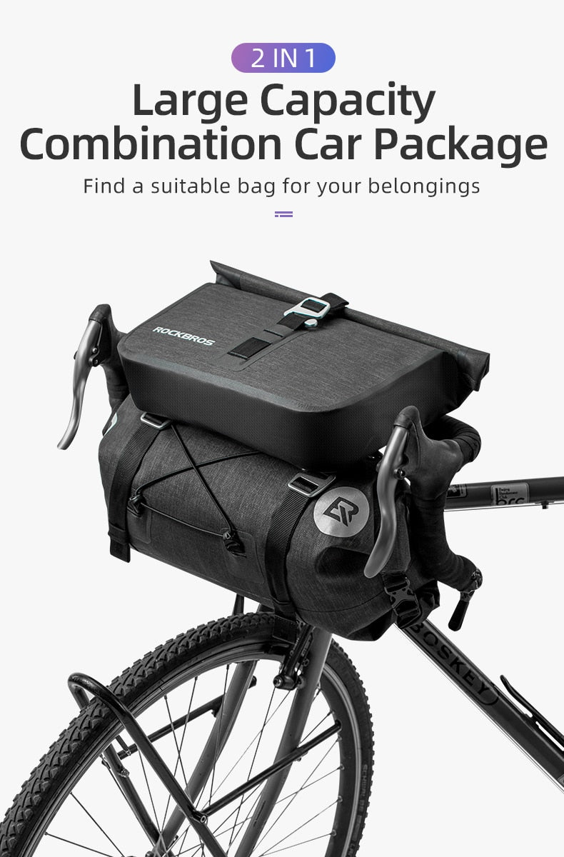 ROCKBROS Bicycle Bag Big Capacity Waterproof Front Tube Cycling Bag MTB Handlebar Bag Front