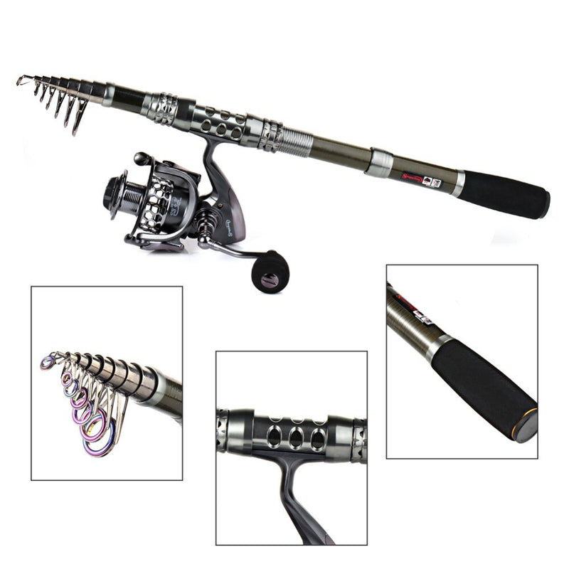 Fishing Rod & Reel Combo Telescopic Fishing Rod Spinning Reel with Free Spool Fishing Hooks Lure