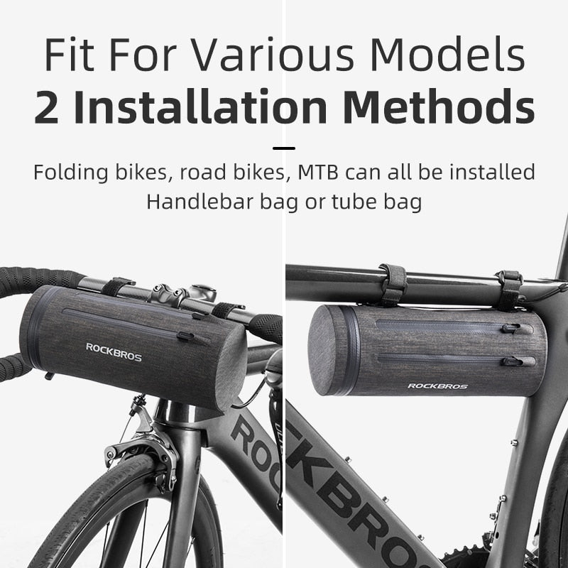 ROCKBROS Waterproof Bike Bag Front Bicycle Bag - Handlebar Pannier Cycling Tube Bag