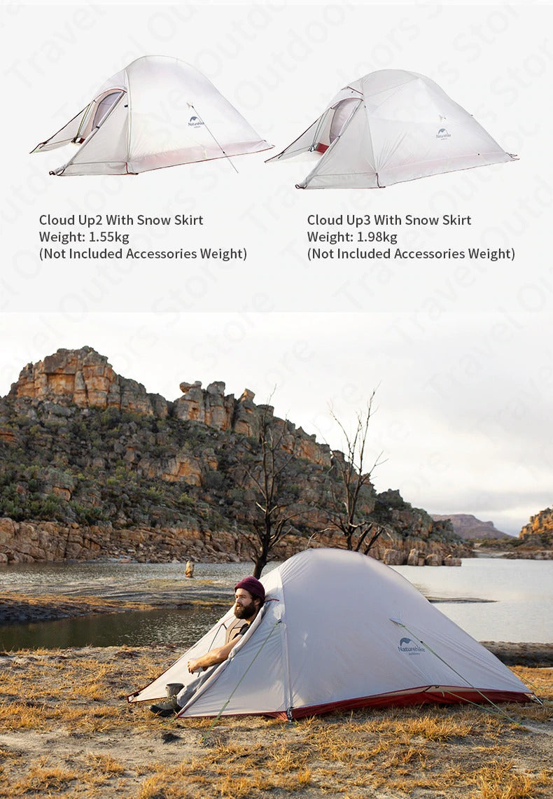 Naturehike Cloud Up Series 1 2 3 Person Tent Outdoor Ultralight Camp Tent with Mat Camping 20D