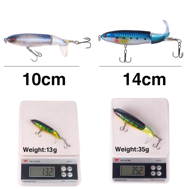 1PCS Whopper Popper 10cm/14cm Topwater Fishing Lure Artificial Bait Hard Plopper Soft Rotating Tail