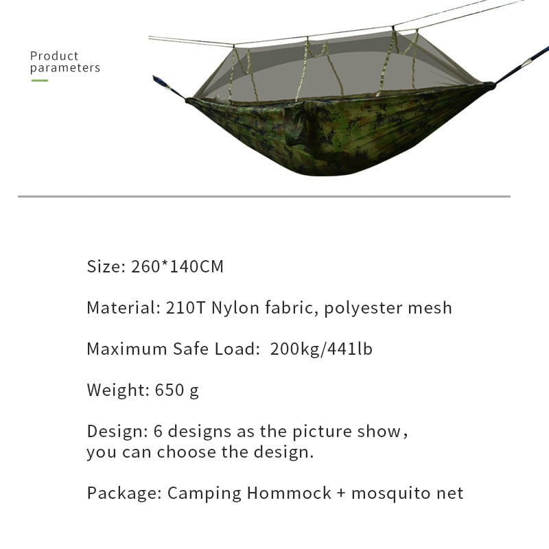 Outdoor Camping Hammock 1-2 Person Go Swing With Mosquito Net Hanging Bed Ultralight