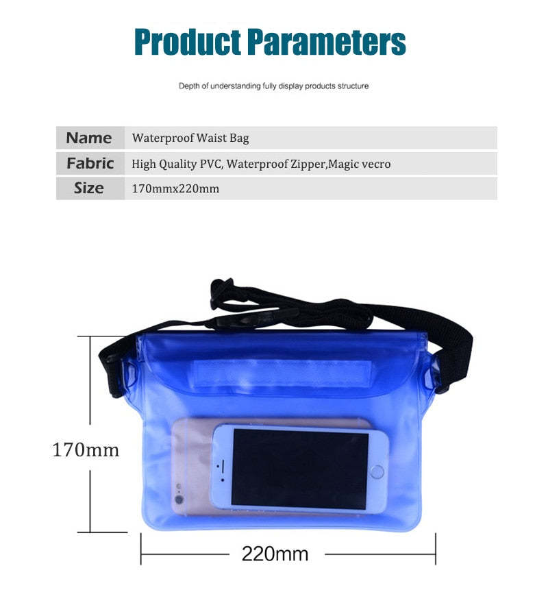 Waterproof Swimming Bag Ski Drift Diving Shoulder Waist Pack Bag Underwater Mobile Phone Bags Case