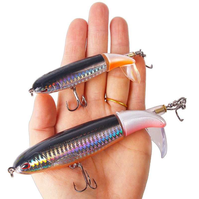 1PCS Whopper Popper 10cm/14cm Topwater Fishing Lure Artificial Bait Hard Plopper Soft Rotating Tail