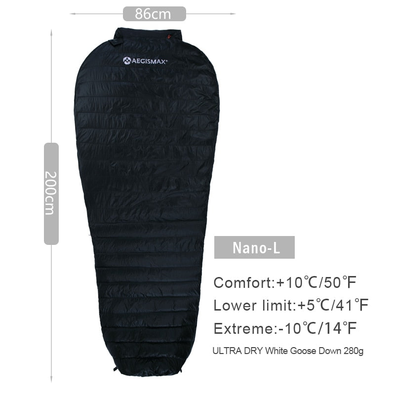 Ultra-Light Outdoor Camping Down Sleeping Bag Nylon Mummy Three Season Goose Down Sleeping Bag