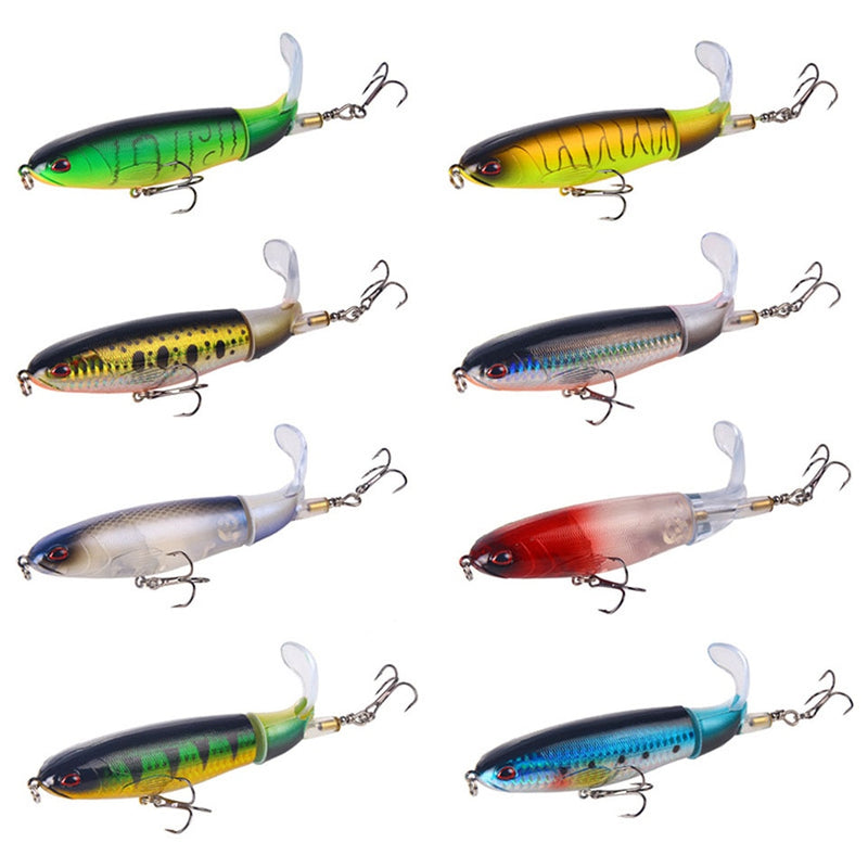 1PCS Whopper Popper 10cm/14cm Topwater Fishing Lure Artificial Bait Hard Plopper Soft Rotating Tail