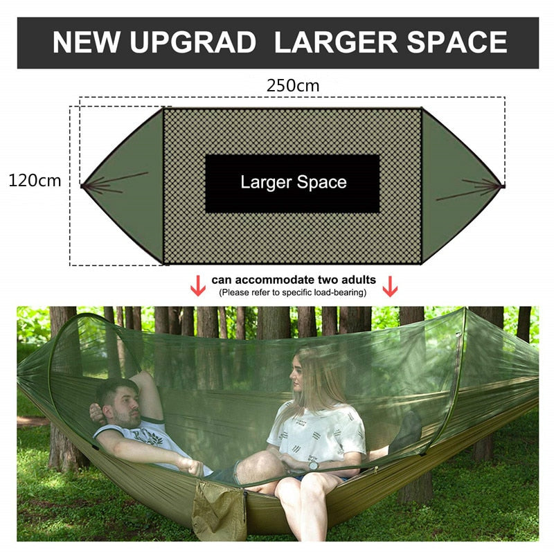 Camping Hammock with Mosquito Net Pop-Up Light Portable Outdoor Parachute Hammocks