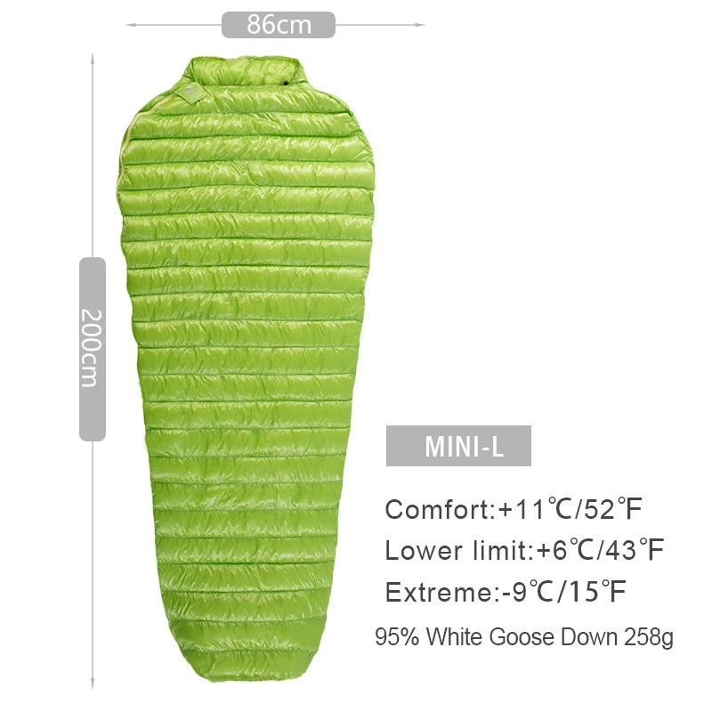 Ultra-Light Outdoor Camping Down Sleeping Bag Nylon Mummy Three Season Goose Down Sleeping Bag