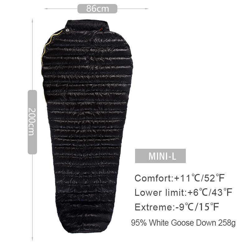 Ultra-Light Outdoor Camping Down Sleeping Bag Nylon Mummy Three Season Goose Down Sleeping Bag