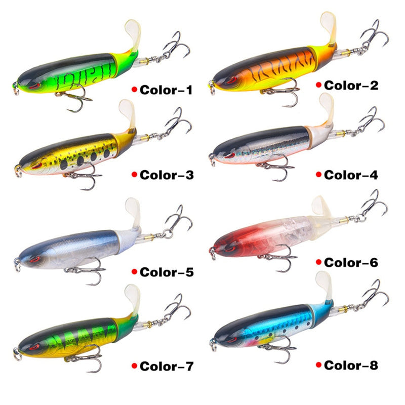 1PCS Whopper Popper 10cm/14cm Topwater Fishing Lure Artificial Bait Hard Plopper Soft Rotating Tail