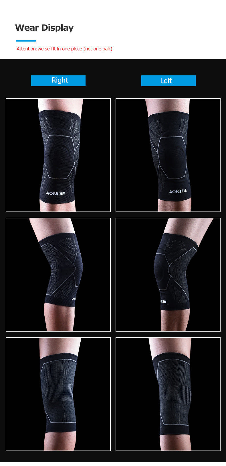 E4108 One Piece Protective Knee Brace Support Compression Sleeve Knee Pad Wrap Volleyball Kneepad