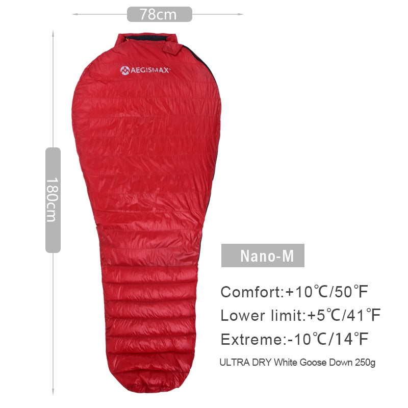 Ultra-Light Outdoor Camping Down Sleeping Bag Nylon Mummy Three Season Goose Down Sleeping Bag